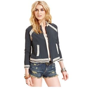 Free People Crochet Bomber Jacket